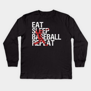 Eat Sleep Baseball Repeat Vintage Kids Long Sleeve T-Shirt